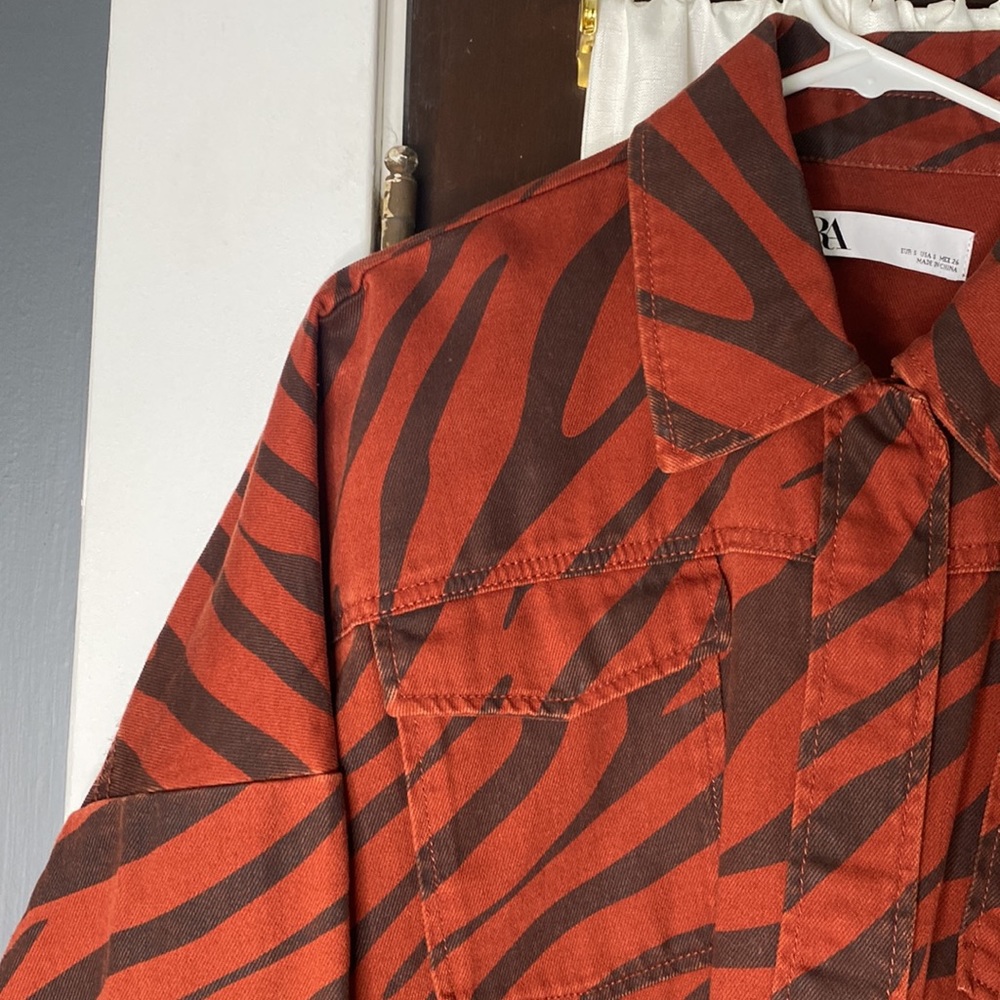 Zebra Stripe Denim Jacket - Zara